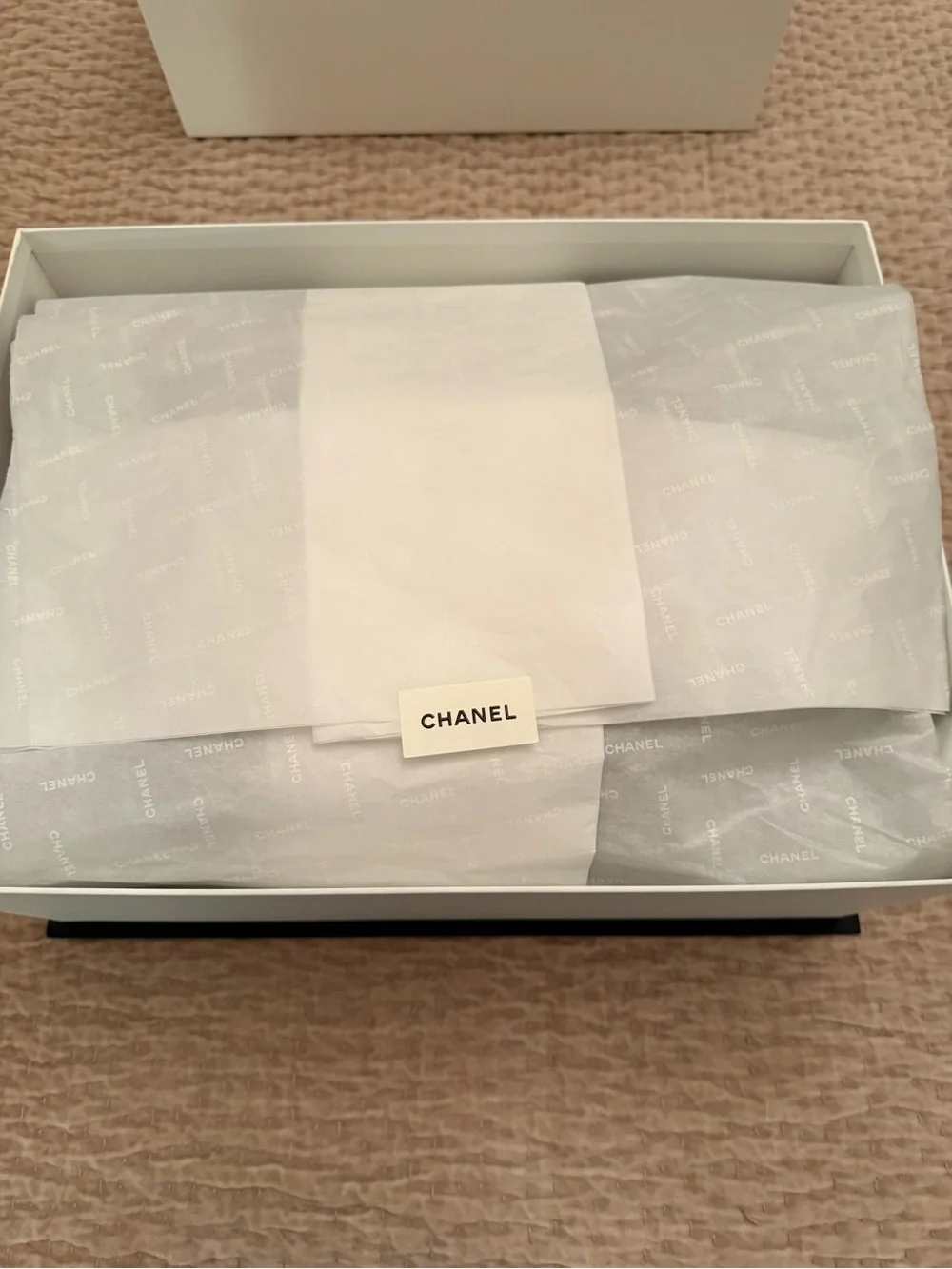 CHANEL Quilted Lambskin Shoulder Bag in Taupe